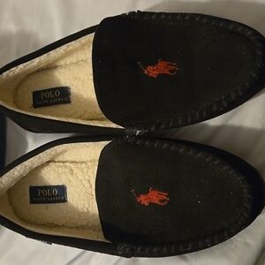 Size 11 Polo Ralph Lauren Dezi V Moccasin Slippers House Shoes Navy & Red